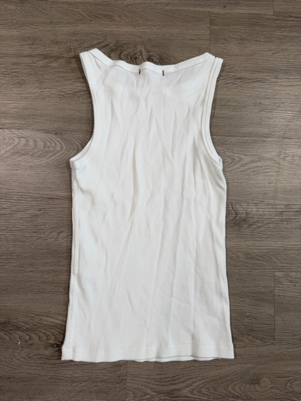 Amo Cotton Womens White Ribbed Tank Top - Classic Crewneck - Picture 4 of 4